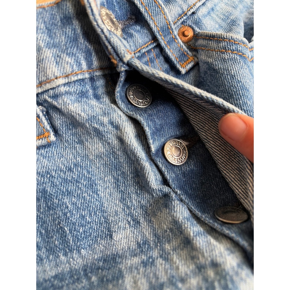 Levis Wedgie Straight Plaid Blue Denim Jeans High Rise Button Fly size 25 - Picture 4 of 10